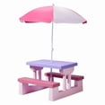thumbnail image 3 of Outdoor Table and Chair Set with Removable Umbrella, Kids Picnic Table for Backyard Garden Patio, Pink & Purple, 3 of 10