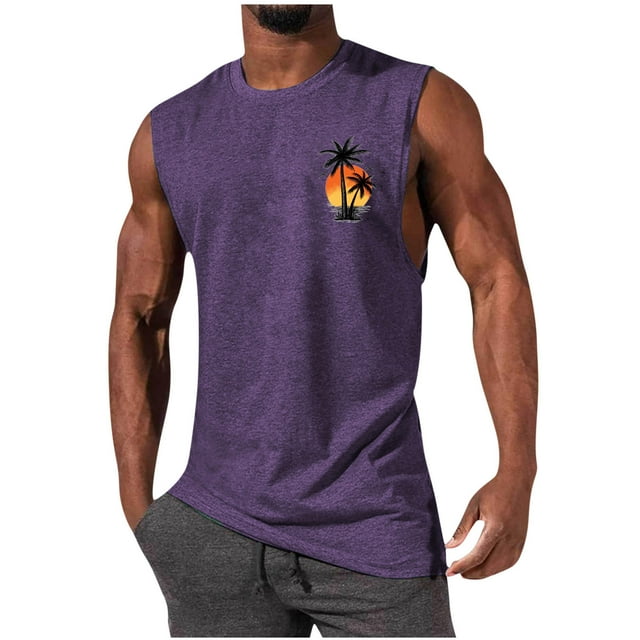 KIHOUT Nouveautés Débardeurs d'Été pour Hommes à Imprimé Graphique, Coupe Ample, Col Rond, Sans Manches, T-Shirts de Sport Décontractés, Camisole
