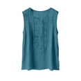 thumbnail image 7 of ClodeEU Women's Embroidered Linen Blend Sleeveless Crewneck Tank Top ,Loose Fit Casual Blouse Blue,Womens Plus S, 7 of 7
