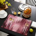 thumbnail image 3 of Pink Mountain Placemats Set of 6, Misty Forest Nature Woodland Pine Tree Landscape Placemats for Dining Table, Place Mats for Kitchen Tabletop, Waterproof Wipeable Dining Table Mats Set, 3 of 9