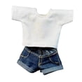 thumbnail image 3 of Figura 1/12 Camiseta Pantalones cortos vaqueros Moda Casual Suéter Top Disfraz Vístete para pantalones azules, 3 of 8