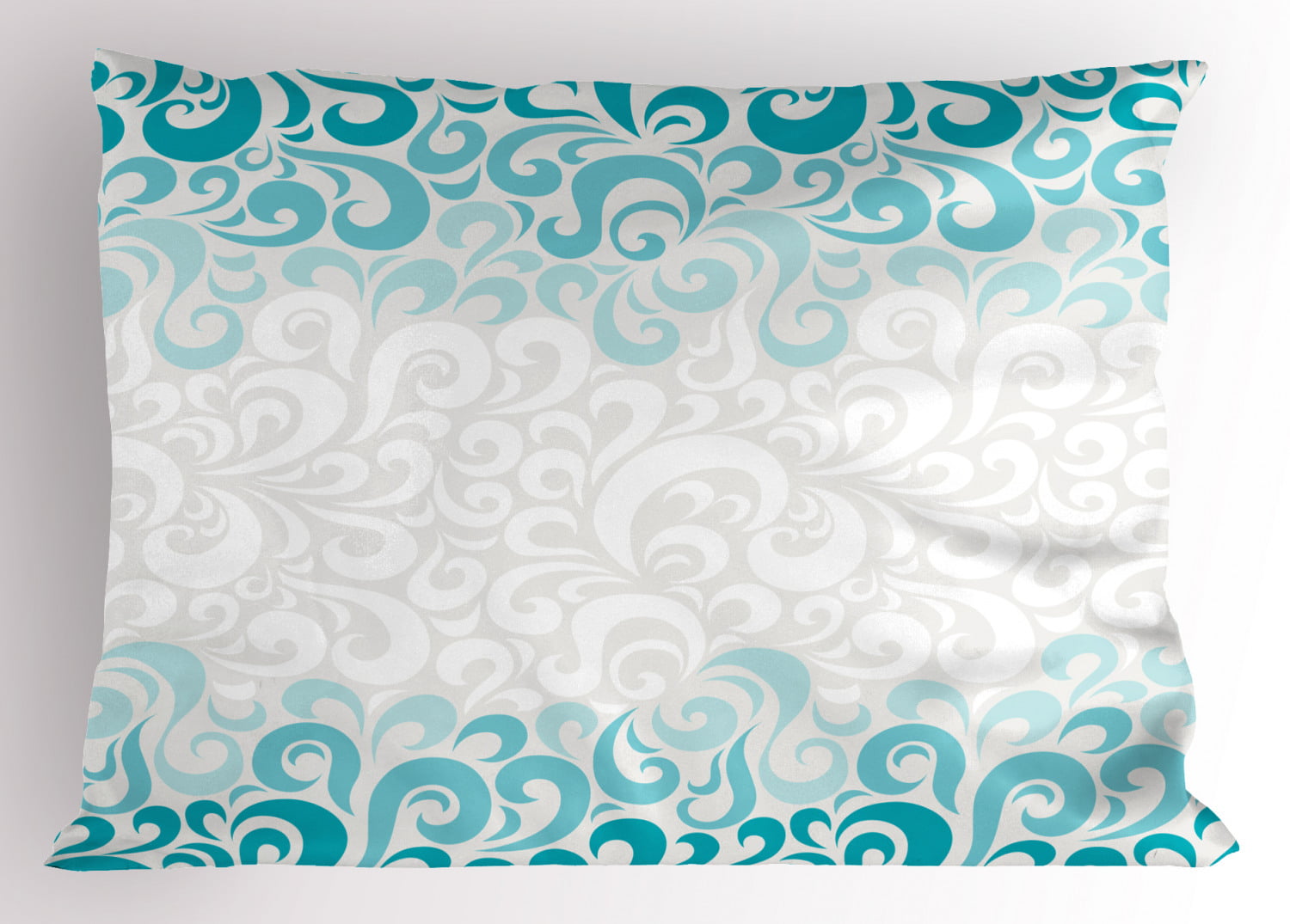 Teal Pillow Sham Floral Winding Tendrils King Size Pillowcase 36 x 20 Inches 
