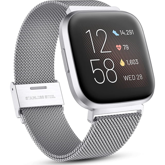 Bandas de metal compatibles con Fitbit Versa/Fitbit Versa 2 Band para mujeres y hombres, pulsera ajustable de malla de acero inoxidable para Fitbit Versa 2/Versa/Versa Lite SE, oro rosa