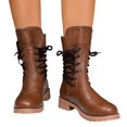 thumbnail image 3 of YOUYEDIAN Boots for Women Side Lace-up Versatile Ankle Mid Top Booties Block Low Heel Comfy Casual Outdoor Shoes, 3 of 5