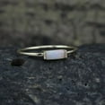 thumbnail image 4 of Baguette Ethiopian Opal Solitaire ring , Ethiopian Opal Wedding Ring, Delicate Opal Baguette Stone Ring, 14k Gold plated setrling silver Stacking Opal Baguette Ring, 4 of 7