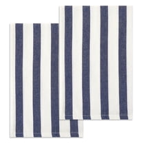Unique Bargains Cotton Hand Towels Absorbent Lint Free Dish Kitchen Towels 24 x 16 Inch Blue Striped 2pk