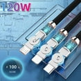 thumbnail image 2 of 100W Rotating 3-in-1 Charging Cable, Fast Charger Cord with Reinforced Braiding for Phones, Tablets, & Laptops, 2 of 5