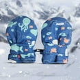 thumbnail image 2 of UngA Trends Lined Fleece Toddler Mittens Winter Warm Gloves Child Ski Waterproof Snow Baby Mittens for Boys Girls (Blue,6-18 Months), 2 of 6
