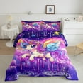 thumbnail image 3 of Homewish Colorful Lovely Unicorn Bedding Comforter Set,Starry Sky Twin Comforter Sets,Cartoon Rainbow Wings Bedding Set For Girls Kids,Luxury Bedroom Decor Reversible,2 Pieces, 3 of 9