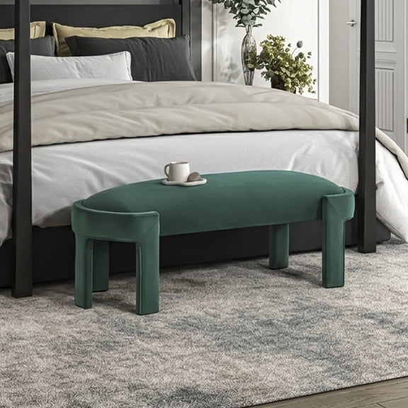 OakvillePark Veywood Velvet Bench, Green