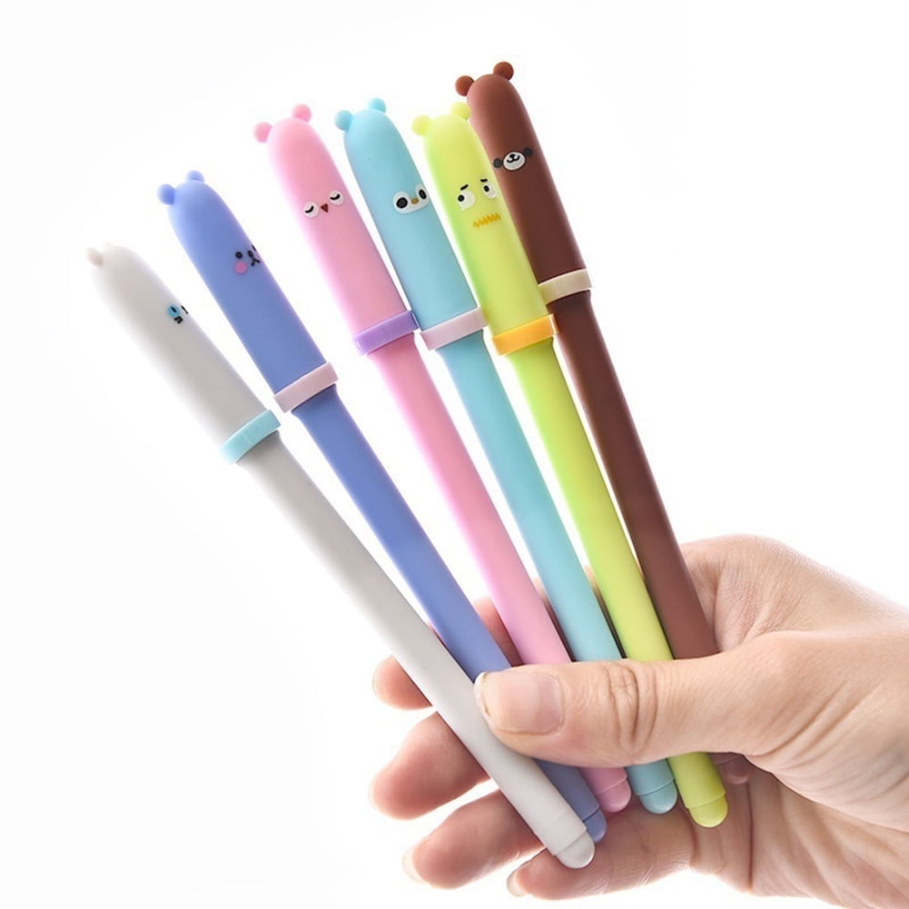 6pcs Kawaii Alpaca Black Gel Ink Roller Ball Point Pen Korean School Kids Pens 