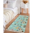 thumbnail image 3 of Area Rug with Tassels 2' x 5', Abstract Map Cartoon Animals Kitchen Runner Rug for Hallway Bedroom Throw Rugs, Blue Ocean Cloud Palm Tree Soft Door Mat for Bathroom Entrance Living Room, 3 of 9