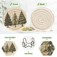 thumbnail image 4 of Yayeee 6 PCS Drink Coasters with Holder Set Woven Absorbent Round Tabletop Hot Pad, Cartoon Christmas Trees, 4 of 7