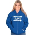 thumbnail image 3 of I'm With Stupid Best Friend BFF Goals Unisex Fleece Graphic Zip Up Hoodie Brisco Brands 5X, 3 of 5