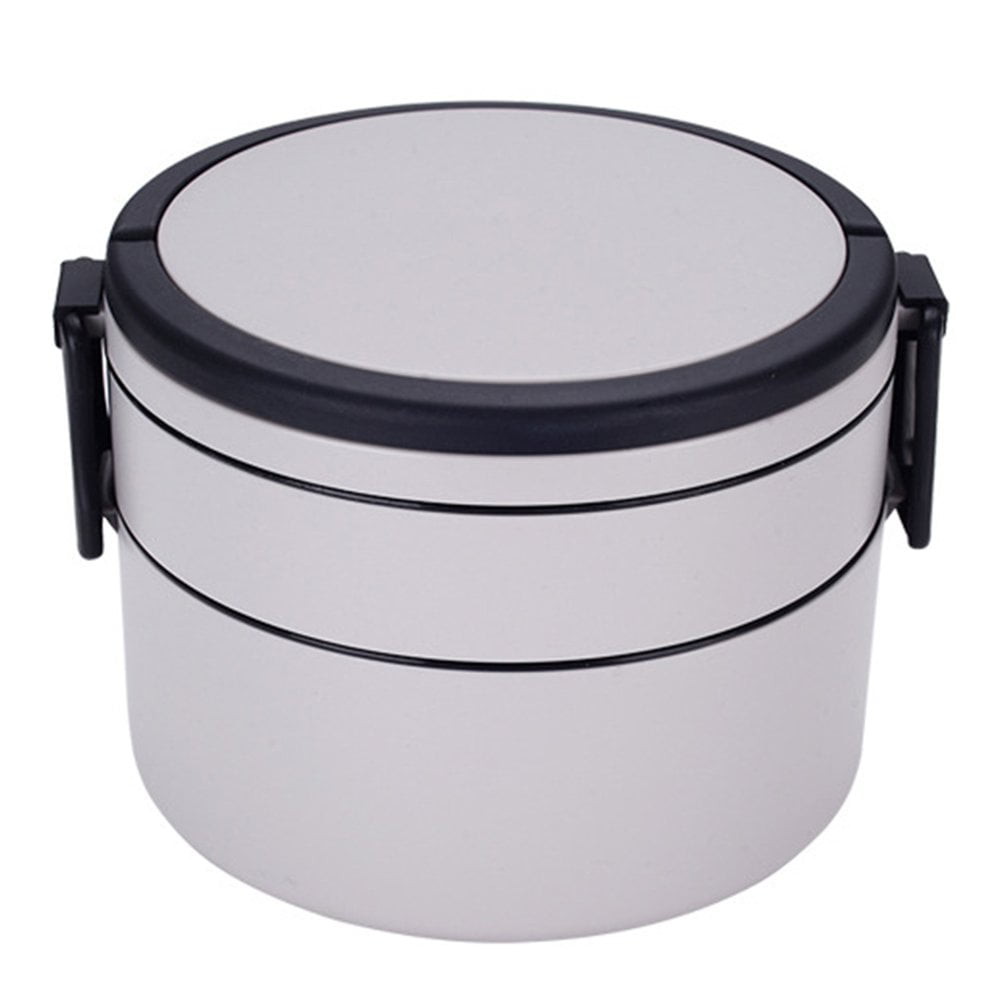 Portable Handle Lunch Box Round Doublelayer Fitness Lunch Box Plastic