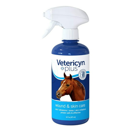 Plus Equine Wound and Skin Care | First Aid for Horses – Non-Irritating Wound Spray – Cleans Sores and Relieves Irritation – 16-ounce, Used for cleaning horse’s.., By