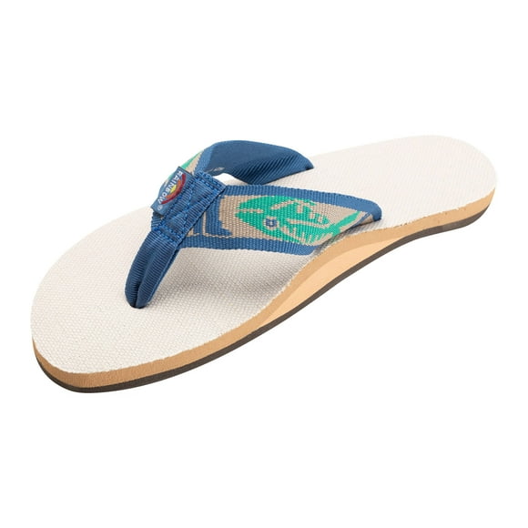 Rainbow Sandals Sandales pour Hommes en Chanvre à une Seule Couche avec Sangle en Forme de Poisson, Naturel/vert Clair/crème, Grande Taille / 9.5-10.5 D(m) US