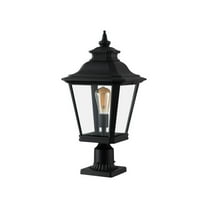 21" Outdoor Post Lantern Light, 1-Pack Vintage Black Metal Garden Pillar Lamp with Clear Glass for Driveway, Gate, Pathway, and Yard Lighting, Elegant Exterior Design (Bulb Not Included)