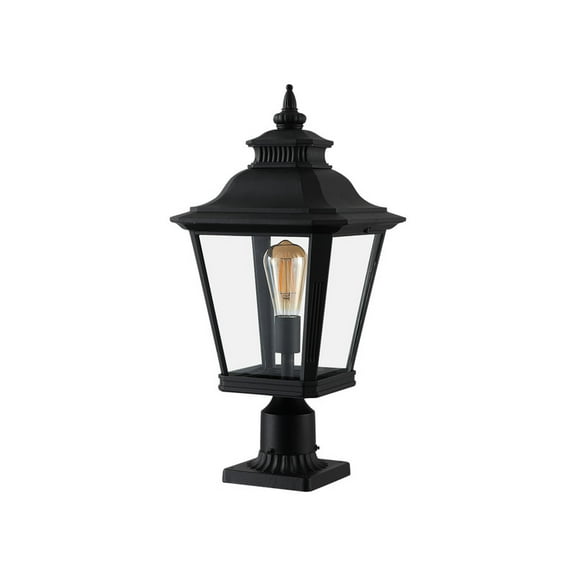 21" Outdoor Post Lantern Light, 1-Pack Vintage Black Metal Garden Pillar Lamp with Clear Glass for Driveway, Gate, Pathway, and Yard Lighting, Elegant Exterior Design (Bulb Not Included)