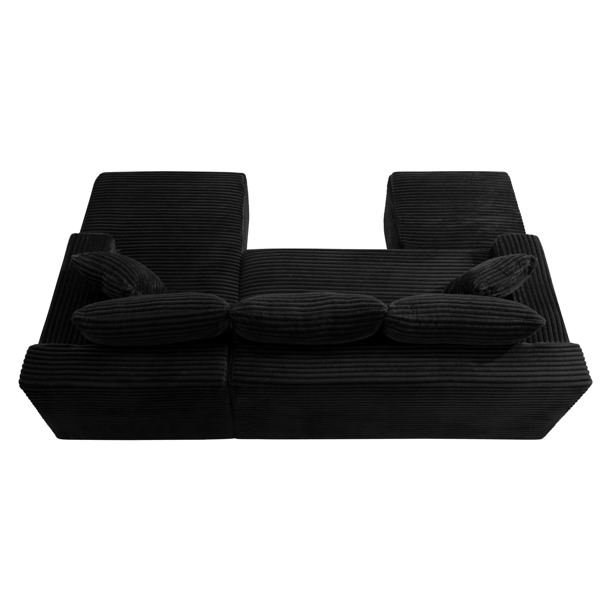 Leumius 106" Sectional Sofa Couch with Deep Seat,U-Shaped Cloud Modular Sleeper Couches for Living Room,Bedroom,Apartment,No Assembly Required,Black-Right