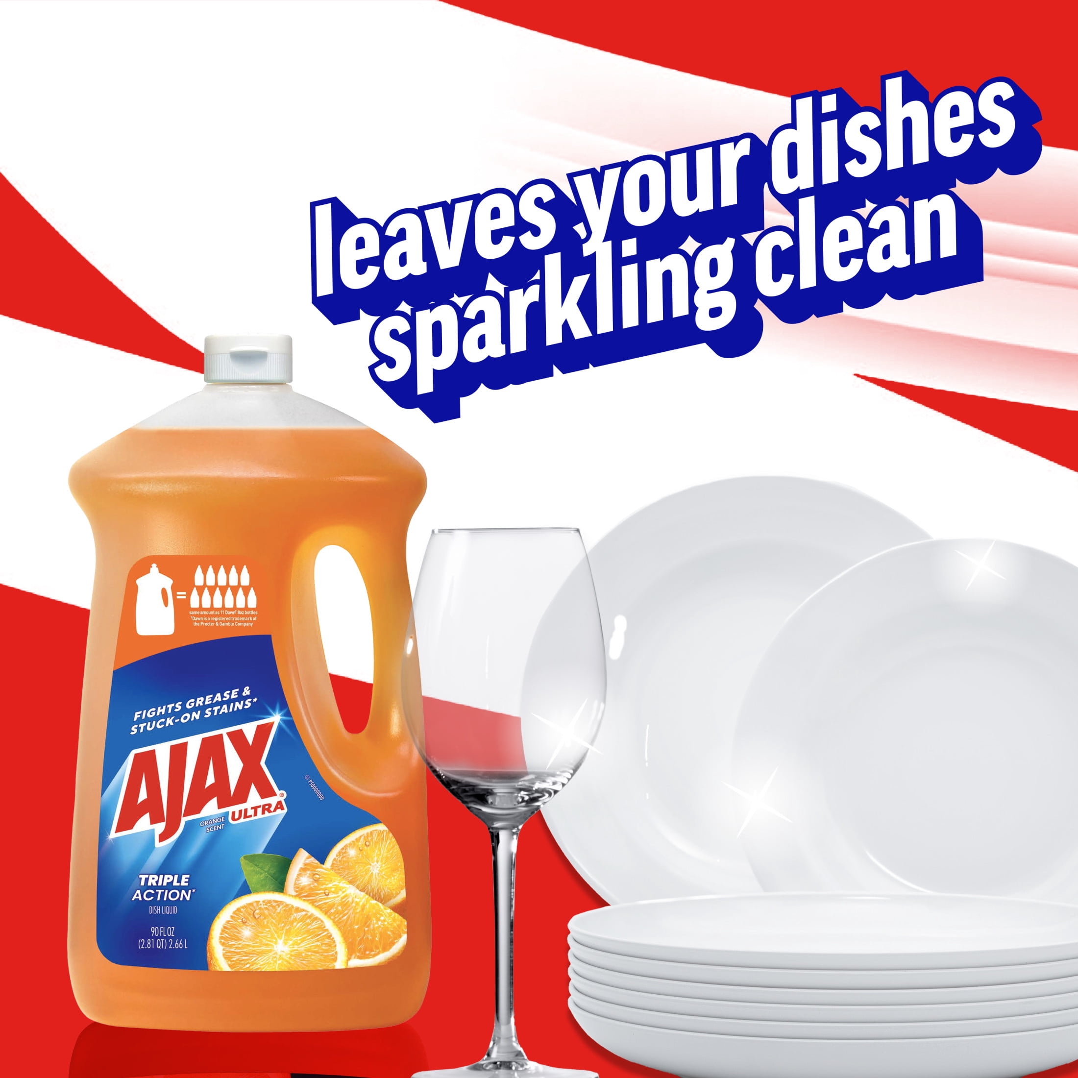 (2 pack) Ajax Ultra Liquid Dish Soap Orange Scent, Triple Action, 90 fl oz Bottle