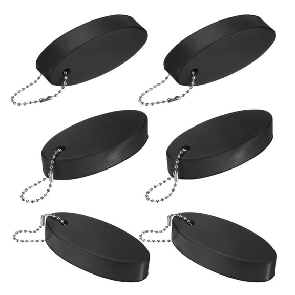 Uxcell 6-Pack Floating Key Chain for Boating, Waterproof Bright Color Key Rings for Outdoor Water Sport [Black]
