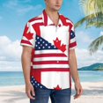 thumbnail image 3 of Balery USA Canada Flag Camisas hawaianas de manga corta para hombre, camisas playeras de corte holgado, camisas de vacaciones con botones,Small, 3 of 7