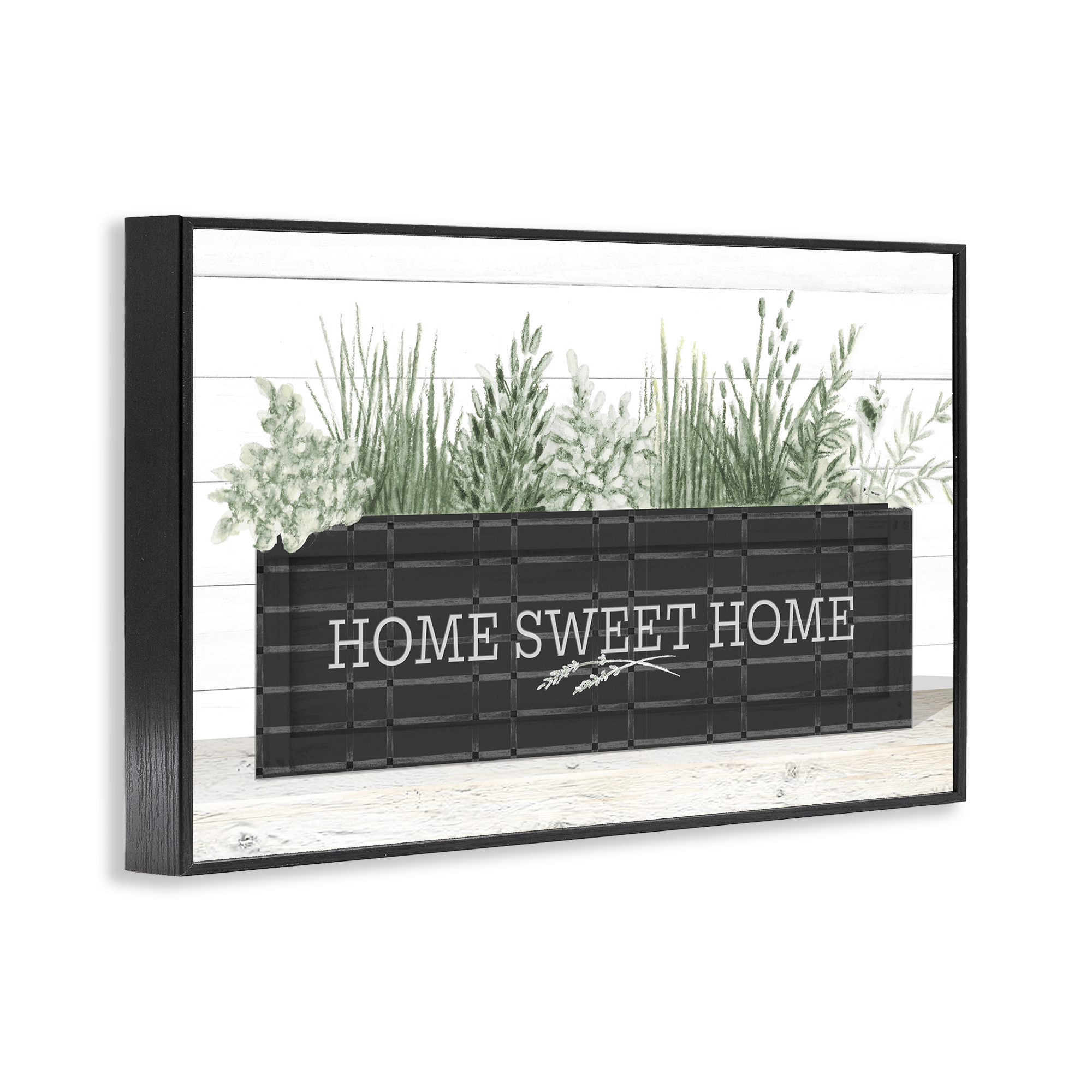 Stupell Industries Sweet Home Garden Box Botanical & Floral Painting Black Framed Art Print Wall Art, 30 x 20