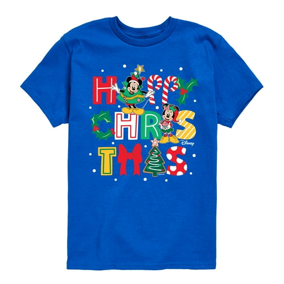 Disney - Mickey and Minnie Happy Christmas Icons - Toddler & Youth Short Sleeve Graphic T-Shirt