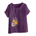 thumbnail image 4 of Camiseta suelta informal de verano con cuello redondo y manga corta con estampado de flores para mujer OAVQHLG3B Store  lin121212, 4 of 4