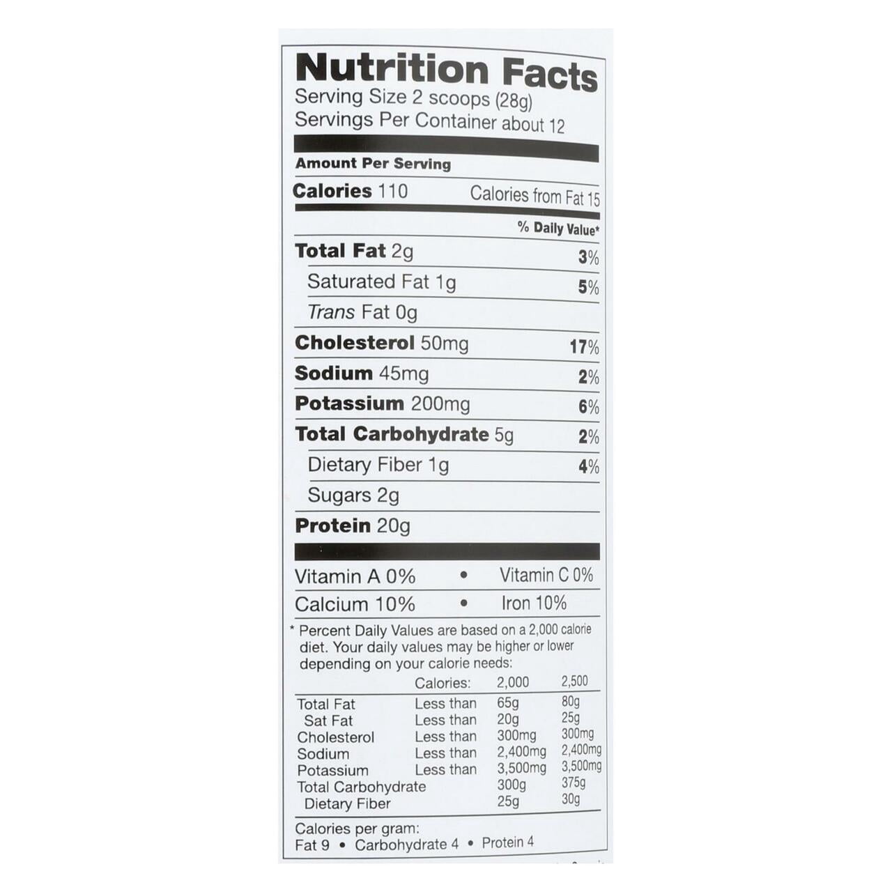 Tera's Whey rBGH Free Whey Protein Powder, Dark Chocolate Cocoa, 20g Protein, 0.75 Lb