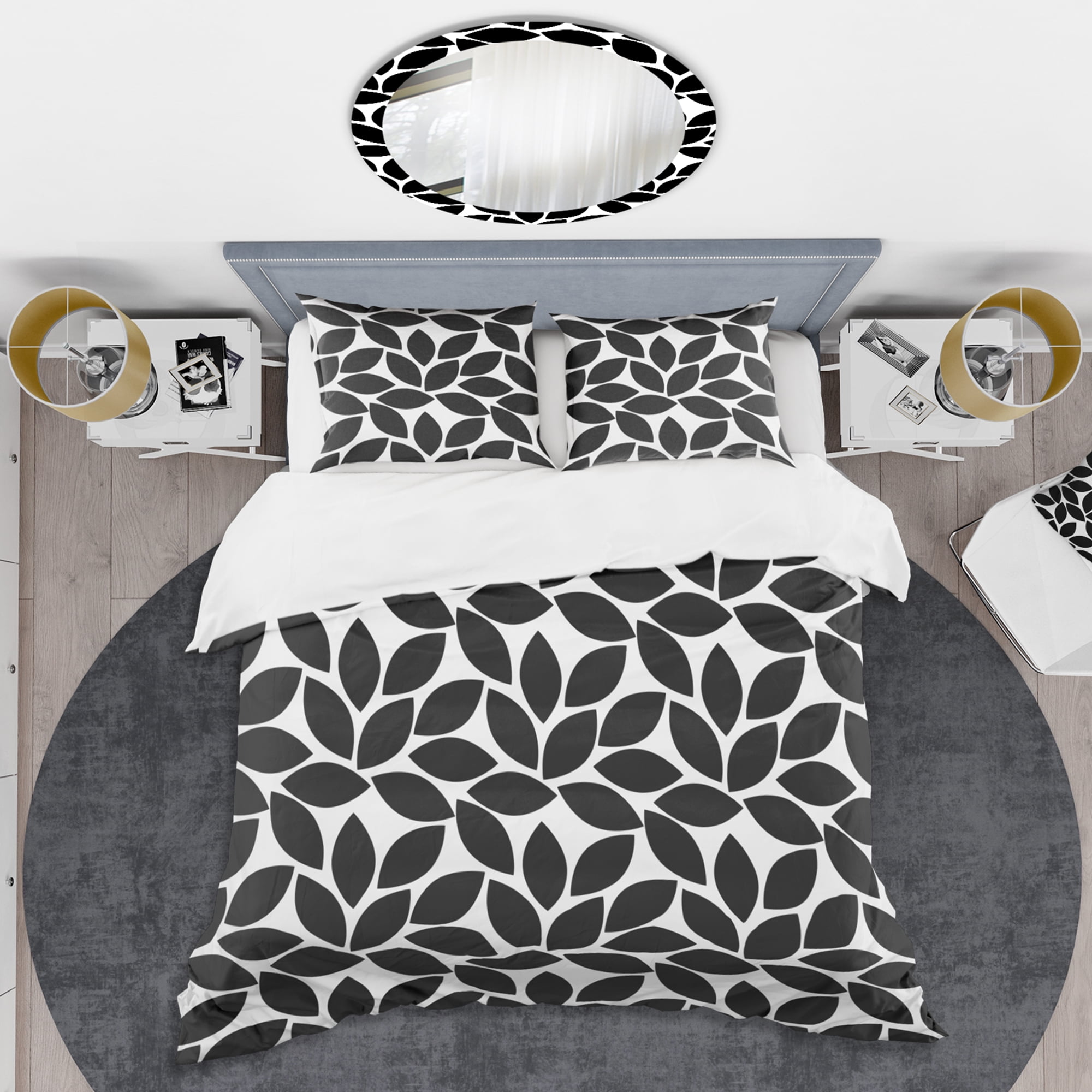 Designart 'Monochrome Geometric Pattern XII' Mid-Century Modern Duvet Cover Set