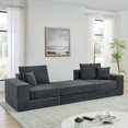 thumbnail image 4 of SEENYOO 79.5" Cloud Couch, Sofas for Living Room, Modular L-Shaped Sectional Sofa, Modern Upholstered with Removable Ottoman, Deep Seat Sleeper and Throw Pillows, No Assembly, Grey, 4 of 9