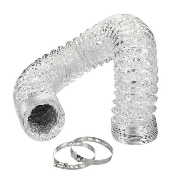 Uxcell 7Ft Dryer Vent Hose 3" Dia. Flexible Aluminum Ducting 2 Clamps Included, Silver