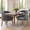Gray, variant on Modern Upholstered Barrel Dining Chair Set of 2, Natural Hardwood Frame, Farmhouse Linen Chairs for Dining Room, Kitchen, Office (Blue)