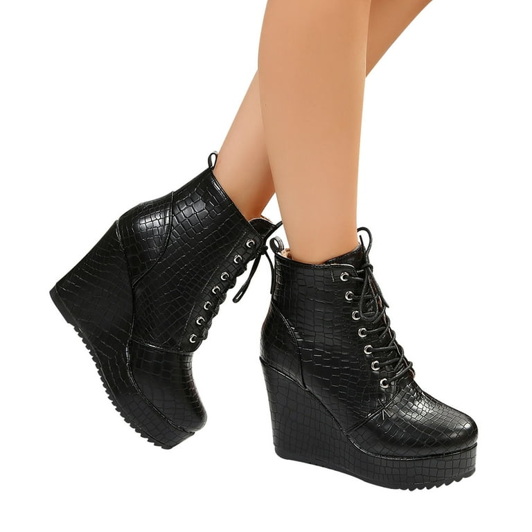 Lace wedge cheap booties