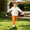 thumbnail image 5 of oelaio Toddler Baby Kid Fall Winter Clothes 2 Piece Outfit Long Sleeve Henley Shirt and Cinch Bottom Pants Set Boys Girls Casual Sweatsuit Sets Orange 3 Years, 5 of 6