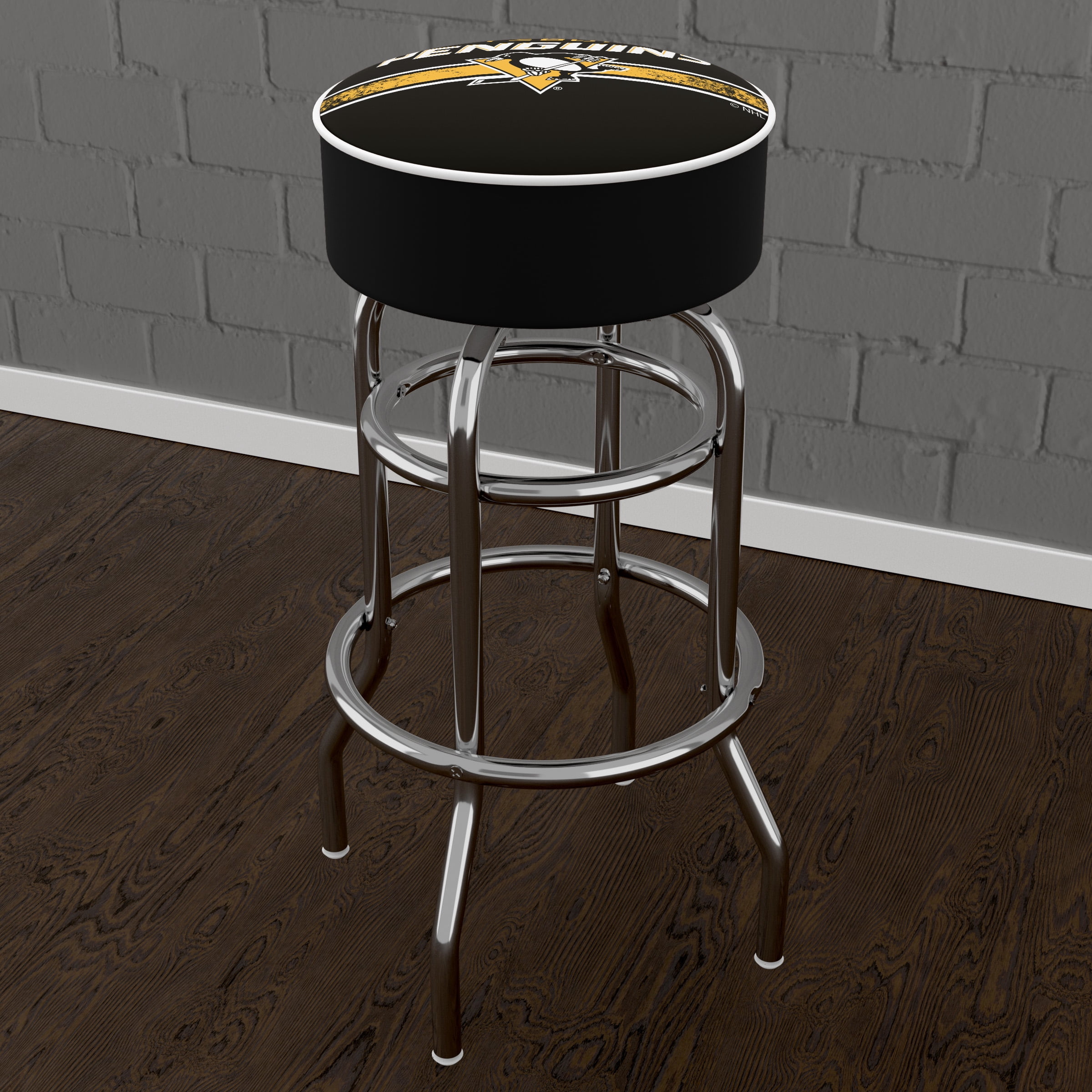 NHL Chrome Bar Stool with Swivel, Pittsburgh Penguins
