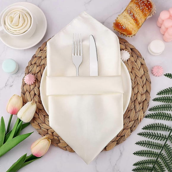 12 Serviettes (43x43cm) - Douces et Confortables - Qualité Hôtelière Durable - Idéales pour Événements et Usage Domestique Normal (Blanc)