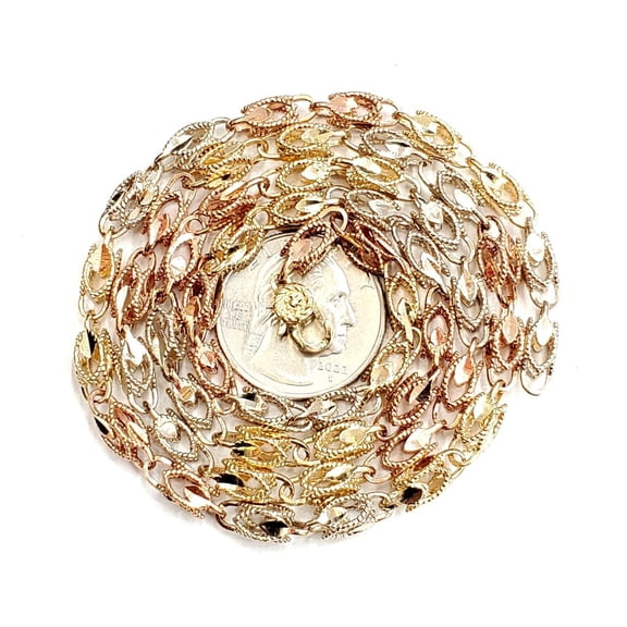 14K multi color gold Turkish chain 4.5mm Necklace gift fine jewelry 26" 32.9g