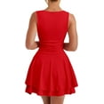 thumbnail image 2 of Women's Ruffle Hem Boat Neck Mini Dress Sleeveless Ruched Corset Short Party Dresses, 2 of 5
