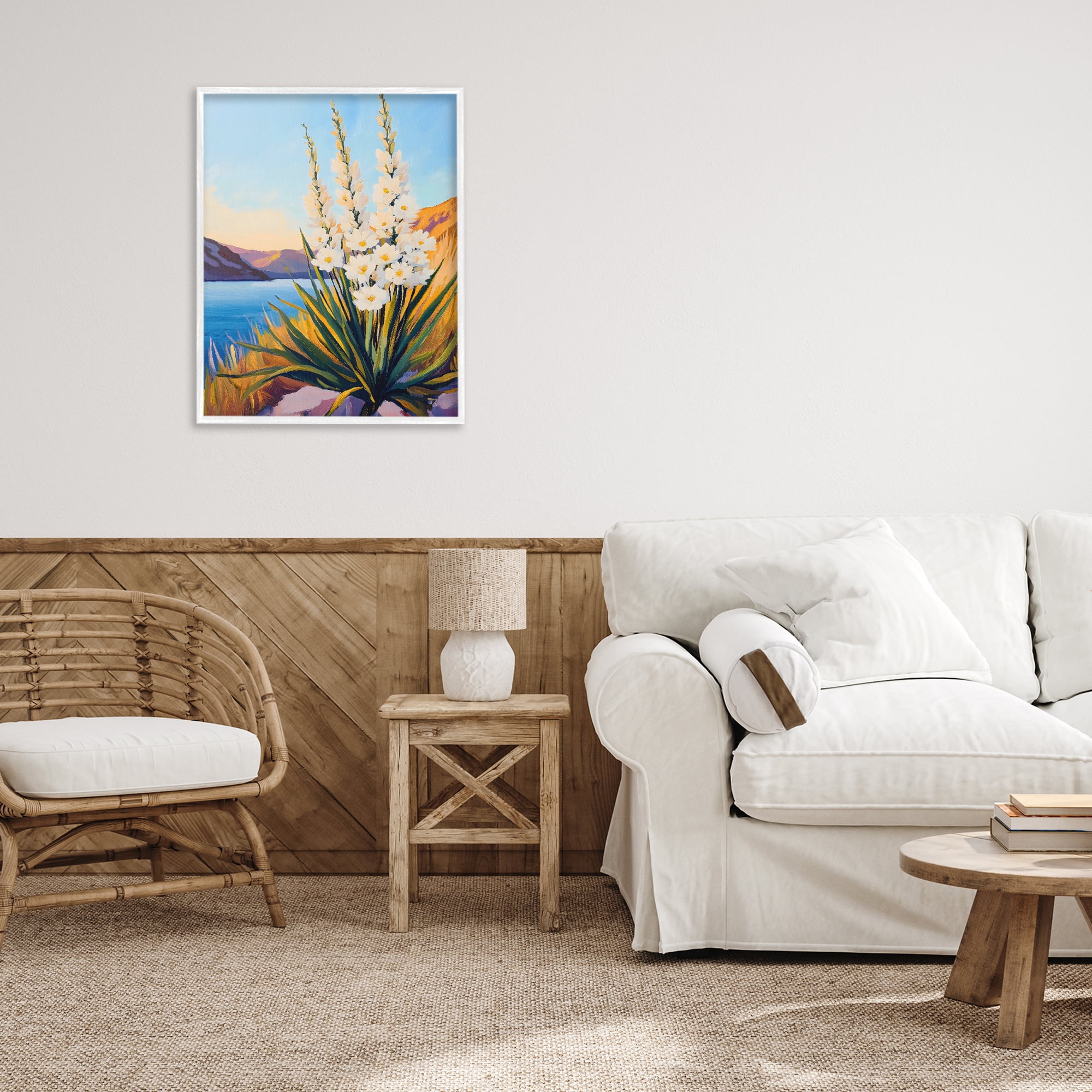 Stupell Industries Yucca in Bloom By The Lake White Framed Giclee Art, design by The Prints Vibe