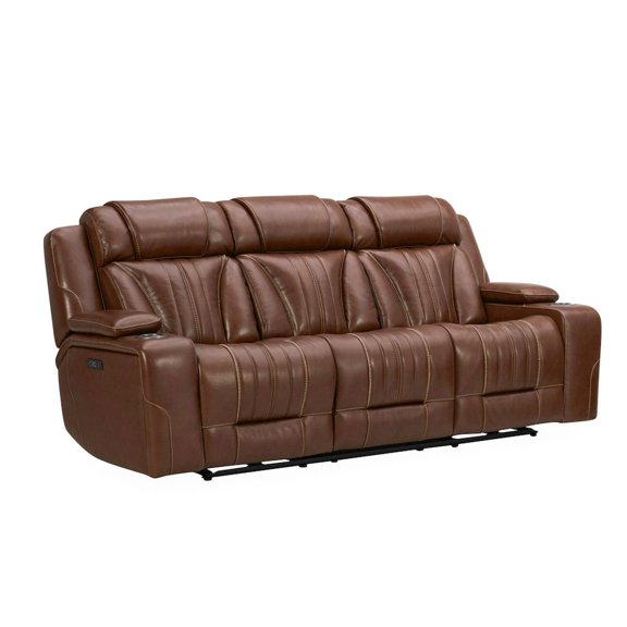 Liberty Furniture Power Recline Sofa & Recliner with Charging Ports - Nature Chestnut Leather