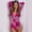 #0120-Hot Pink, variant on Womens Printed Long Sleeve Hooded Backless Jumpsuit V Neck Loose Soft for Daily Beach Party