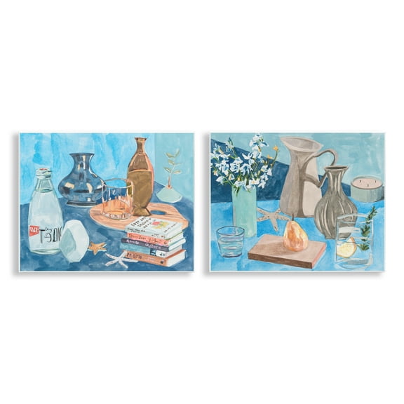 Stupell Industries Coastal Themed Still Lifes Plants & Flowers Painting Unframed Art Print Wall Art, 14 x 11, Set of 2