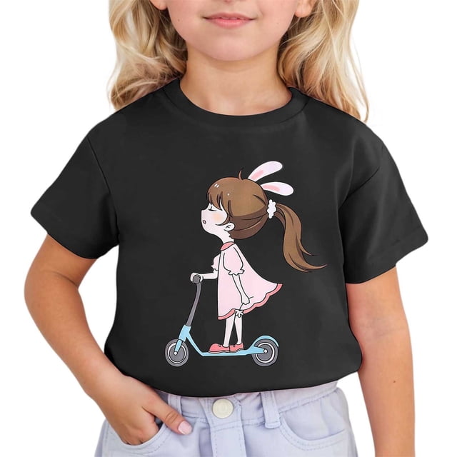 Children Cute Printed Short Sleeved Round Neck T Shirt