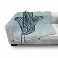 thumbnail image 3 of Hamsa Soft Flannel Fleece Throw Blanket, Ornate Hand Drawn Hamsa and Old Ornament with Curly Swirled Lines, Cozy Plush for Indoor and Outdoor Use, 60" x 80", Dark Blue Aqua, by Ambesonne, 3 of 6