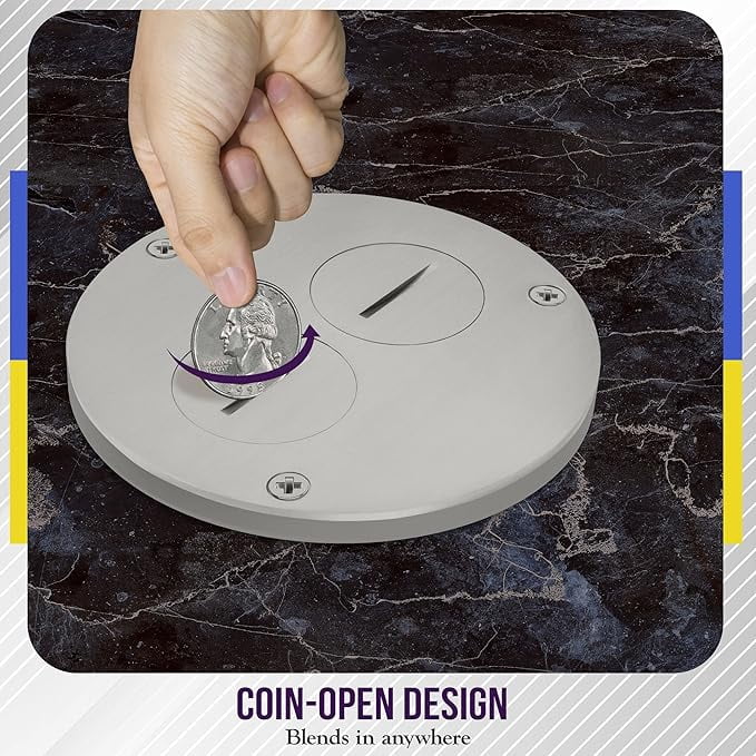 ENERLITES Screw Cap Floor Box Cover, 4" Diameter, 20A Tamper-Weather Resistant Receptacle Outlet, Watertight Gaskets, 975501-SS, UL Listed, Stainless Steel