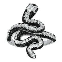 925 Sterling Silver Diamond CZ Snake Ring
