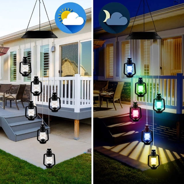 Luz de campana de viento solar para exteriores | Colorida decoración de patio LED giratorio | Plástico ignífugo IP65 resistente al agua | Alimentado por energía solar | Batería de 600 mAh | 25,6 x